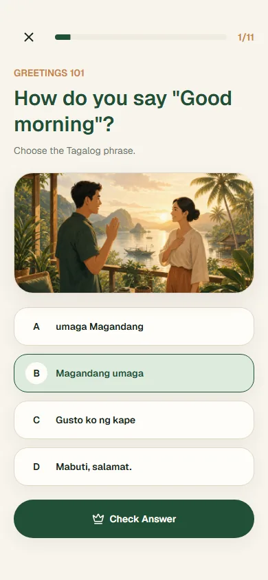 Multiple choice question: how to say good morning