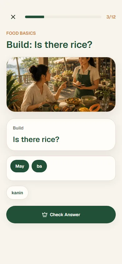 Build the sentence: Is there rice?
